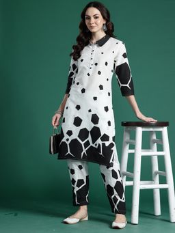 Indo Era - Cream Pure Cotton Three Fourth Sleeves Co-Ord Set