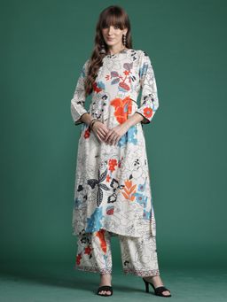 Indo Era - Multi-Color Viscose Rayon Three Fourth Sleeves Kurta With Palazzo