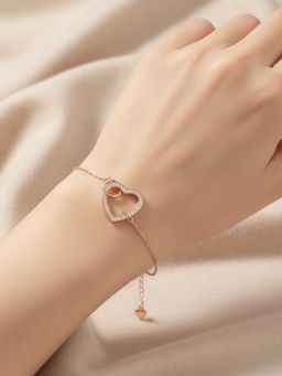 925 SILLER - Rose Gold Heart Sterling Silver Bracelet