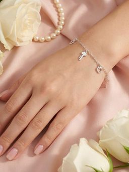 925 SILLER - Heart and Key Sterling Silver Bracelet