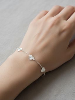 925 SILLER - Heart Textured Sterling Silver Bracelet