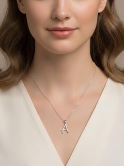 925 SILLER - Alphabet A Letter Unisex Sterling Silver Chain Pendant
