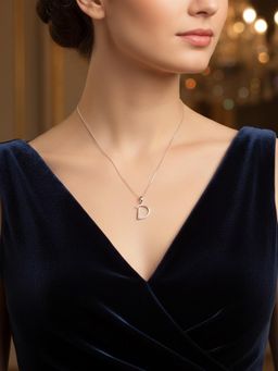 925 SILLER - Alphabet D Letter Unisex Sterling Silver Chain Pendant