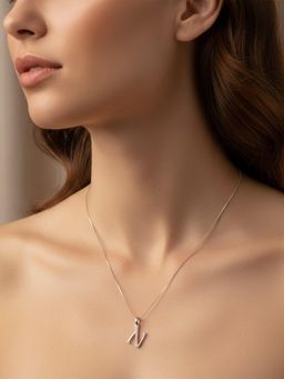 925 SILLER - Alphabet N Letter Unisex Sterling Silver Chain Pendant