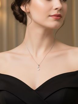 925 SILLER - Alphabet S Letter Unisex Sterling Silver Chain Pendant