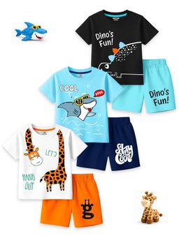 Kuchipoo - Boys Printed T-shirt and Short - Multi-Color (Pack Of 3)