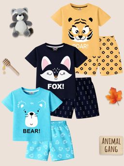 Kuchipoo - Boys Printed T-shirt and Short - Multi-Color (Pack Of 3)