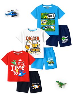 Kuchipoo - Boys Printed T-shirt and Short - Multi-Color (Pack Of 3)