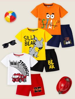 Kuchipoo - Boys Printed T-shirt and Short - Multi-Color (Pack Of 3)