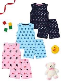 Kuchipoo - Girls Printed T-shirt and Short - Multi-Color (Pack Of 3)