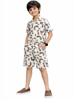 Kuchipoo - Boys Printed Shirt and Short - Brown