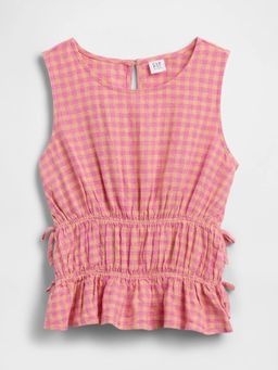 GAP - Girls Gingham Peplum Round Neck Top