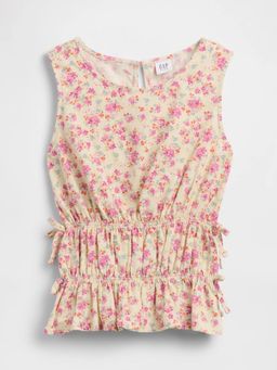 GAP - Girls Floral Print Peplum Round Neck Top