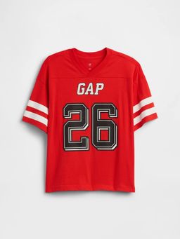 GAP - Boys Graphic Print Drop-Shoulder Relaxed Fit Crew Neck T-Shirt