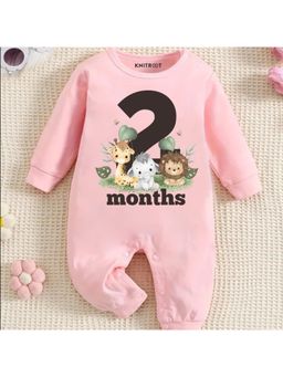KNITROOT - Mix Animal Theme 2 Month Text Romper - Pink (0-3 Months)