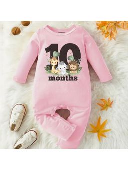 KNITROOT - Mix Animal Theme 10 Month Text Romper - Pink (12-18 Months)