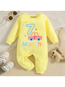 KNITROOT - Car Theme 7 Month Text Romper - Yellow (6-12 Months)