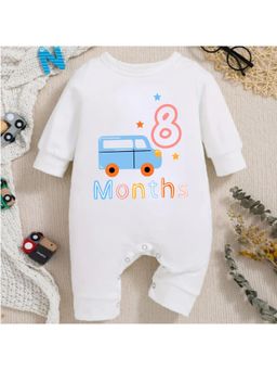 KNITROOT - Car Theme 8 Month Text Romper - White (6-12 Months)