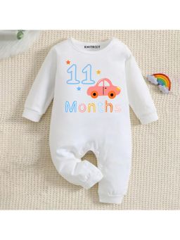 KNITROOT - Car Theme 11 Month Text Romper - White (12-18 Months)