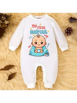 KNITROOT - Mundan Theme My First Haircut Text Romper - White