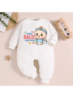 KNITROOT - Mundan Theme I Make Bald Look Cute Text Romper - White