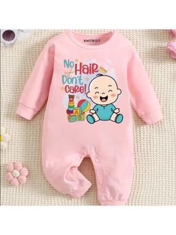 KNITROOT - Mundan Theme No Hair Don't Care Text Romper - Pink