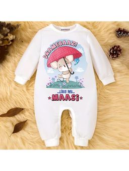 KNITROOT - Maasi Theme Dramebaaz Like My Maasi Text Romper - White