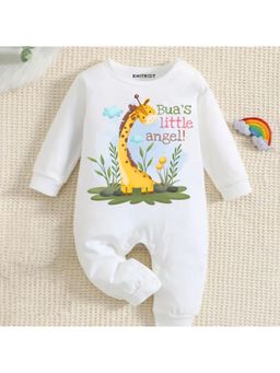 KNITROOT - Bua Theme Bua's Little Angel Text Romper - White