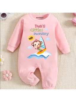 KNITROOT - Bua Theme Bua's Little Monkey Text Romper - Pink