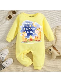 KNITROOT - Dad Theme Daddy's Little Camping Buddy Text Romper - Yellow