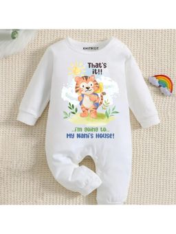 KNITROOT - Nani Theme I Am Going Nani's House Text Romper - White
