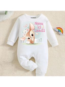 KNITROOT - Nanu Theme Nanu Ki Laadli Text Romper - White