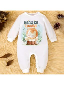 KNITROOT - Nanu Theme Nanu Ki Laadla Text Romper - White