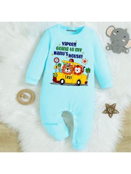 KNITROOT - Nanu Theme Going To My Nanu's House Text Romper - Blue