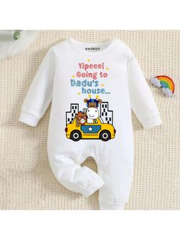 KNITROOT - Dadu Theme Going To Dad's House Text Romper - White