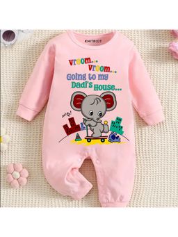 KNITROOT - Dadi Theme Going To My Dadi's House Text Romper - Pink