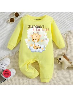 KNITROOT - Dadi Theme Grandma's Little Cutie Text Romper - Yellow