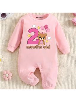 KNITROOT - Animal Theme Cotton Text Romper - Pink (0-3 Months)