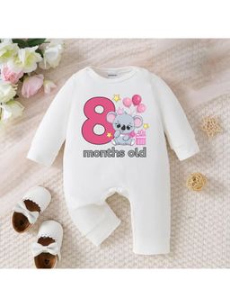 KNITROOT - Animal Theme Cotton Text Romper - White (6-12 Months)