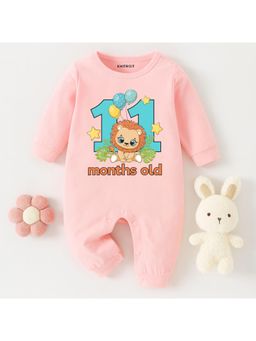 KNITROOT - Animal Theme Cotton Text Romper - Pink (6-12 Months)