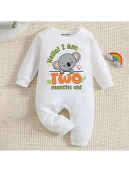 KNITROOT - Animal Theme Cotton Hello! I Am Two Months Old Text Romper (0-3 Months)