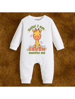KNITROOT - Animal Theme Cotton Hello! I Am Seven Months Old Text Romper (6-12 Months)