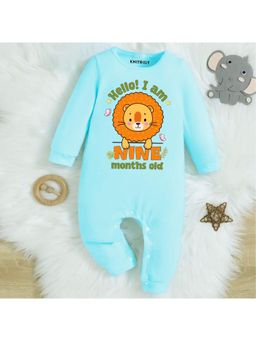KNITROOT - Animal Theme Cotton Hello! I Am Nine Months Old Text Romper (6-12 Months)