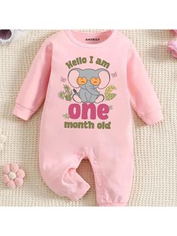 KNITROOT - Monthly Theme Cotton Hello I Am One Month Old Text Romper (0-3 Months)