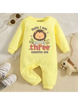 KNITROOT - Monthly Theme Cotton Hello I Am Three Months Old Text Romper (0-3 Months)