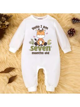 KNITROOT - Monthly Theme Cotton Hello I Am Seven Months Old Text Romper (6-12 Months)