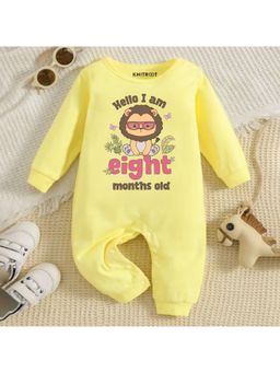 KNITROOT - Monthly Theme Cotton Hello I Am Eight Months Old Text Romper (6-12 Months)