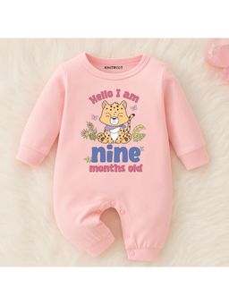 KNITROOT - Monthly Theme Cotton Hello I Am Nine Months Old Text Romper (6-12 Months)