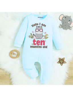 KNITROOT - Monthly Theme Cotton Hello I Am Ten Months Old Text Romper (6-12 Months)