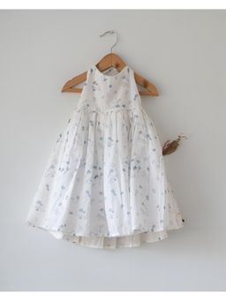 Love the world today - Bloom White Floral Hand Block Print Halter Neck Girls Mal Dress
